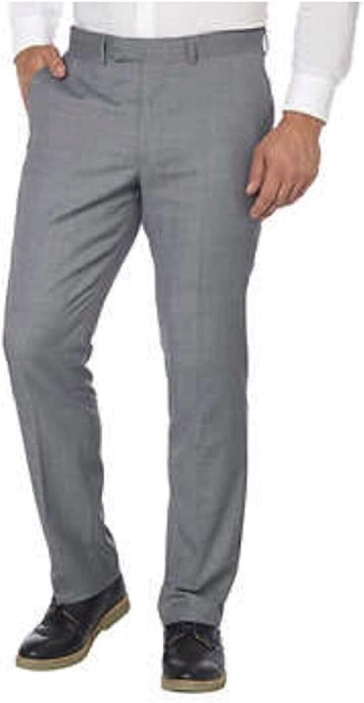 Kenneth Cole Men's Wool Precision Fit Dress Trousers, BLACK-WHITE, 40 X 30